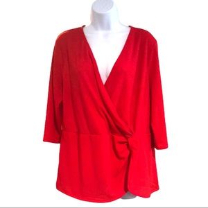 Alfani Red Knit Twist Front Surplice Top